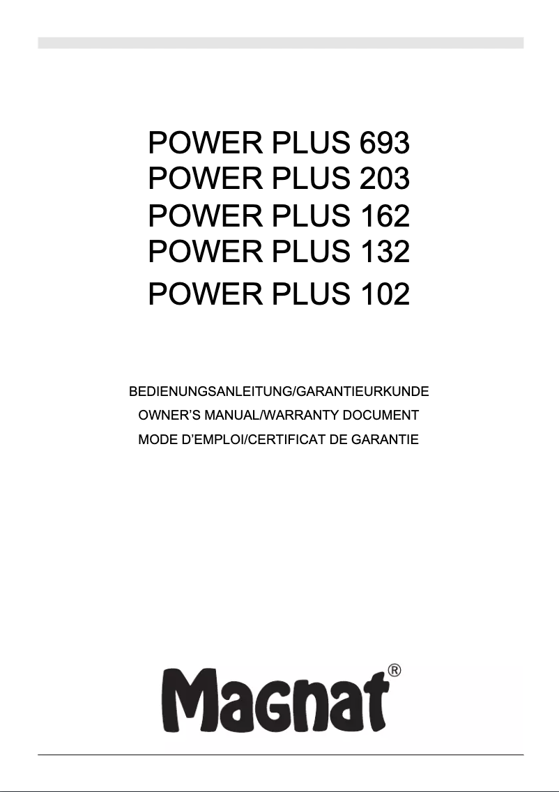 Page 1 de la notice Manuel utilisateur Magnat Power Plus 132