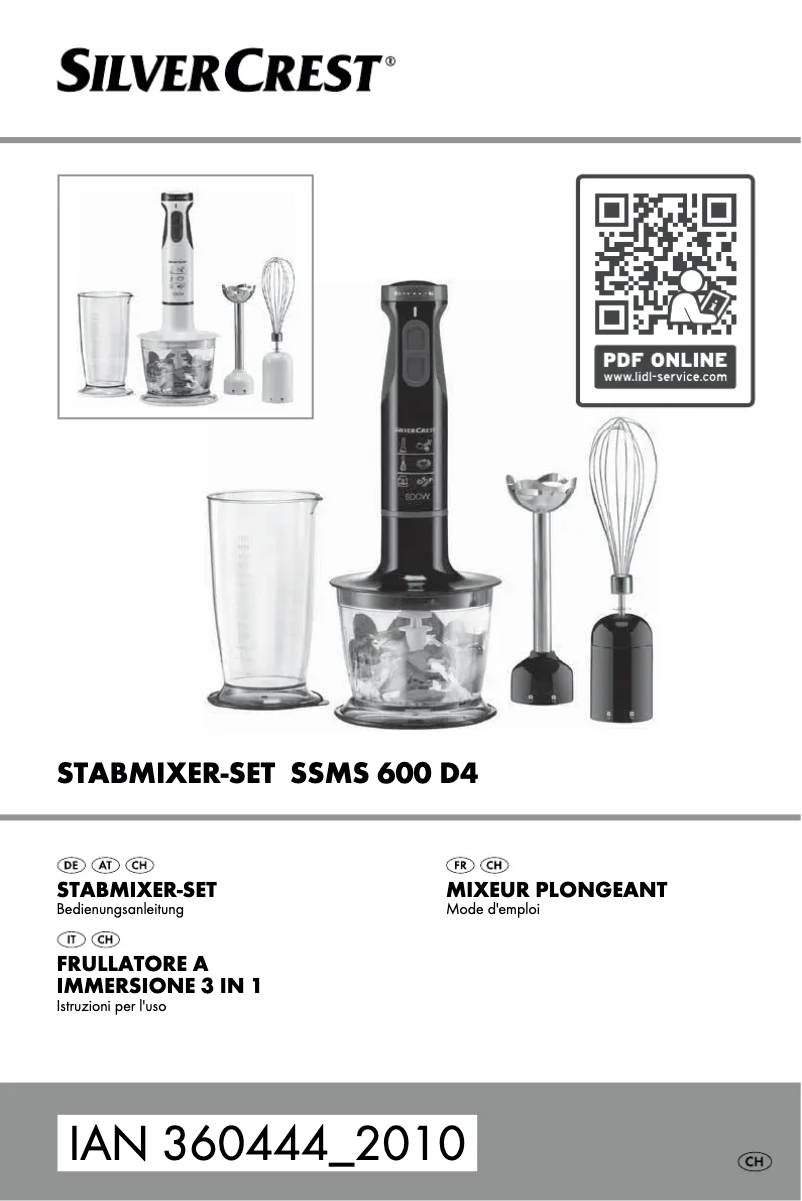 Page 1 de la notice Manuel utilisateur SilverCrest SSMS 600 E3