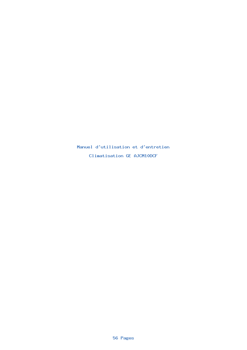 Page 1 de la notice Manuel d'utilisation et d'entretien GE AJCM10DCF