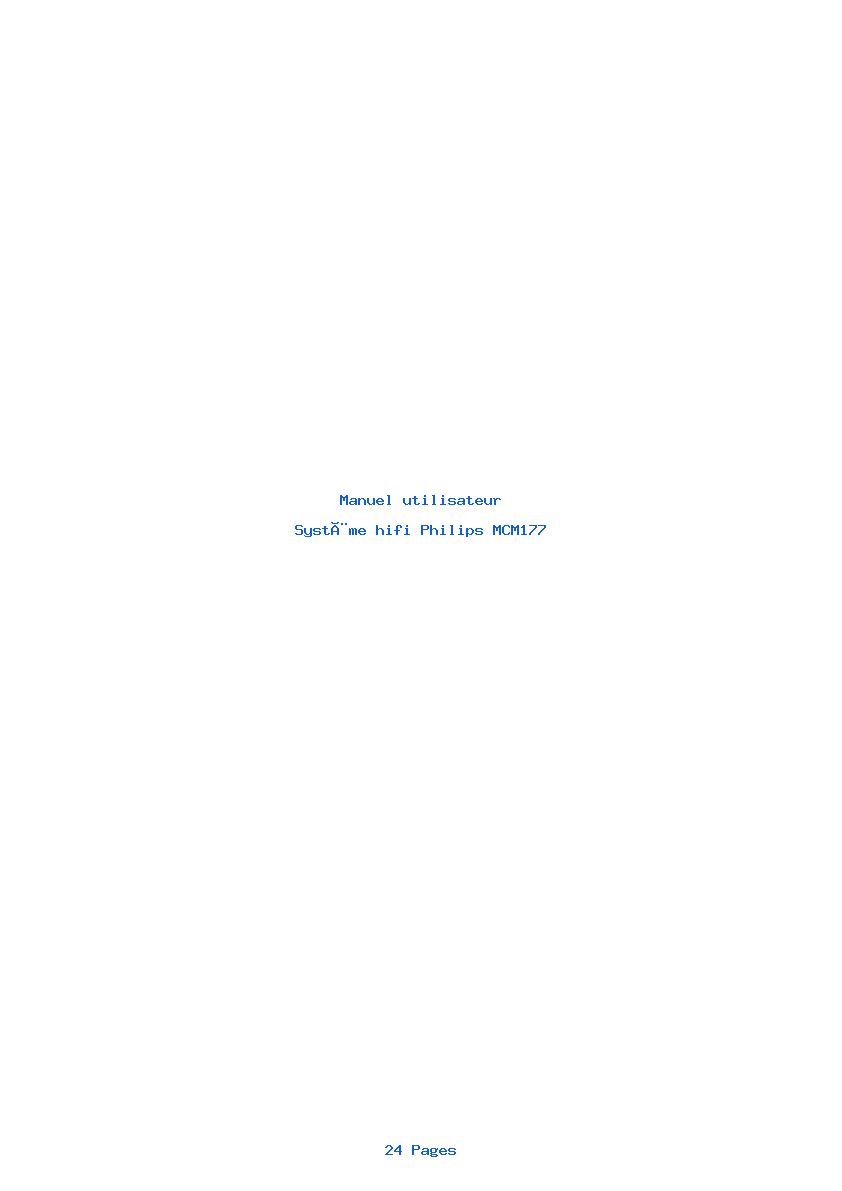 Page 1 de la notice Manuel utilisateur Philips MCM177