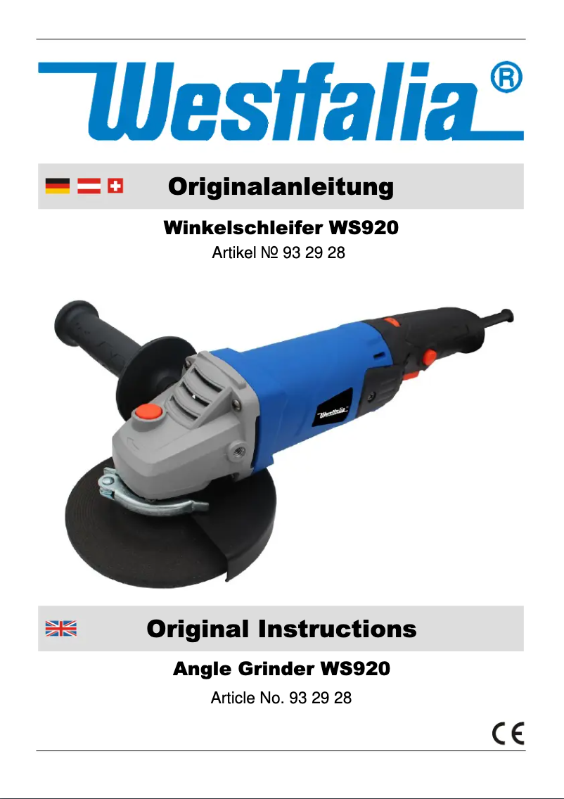 Page 1 de la notice Manuel utilisateur Westfalia WS920