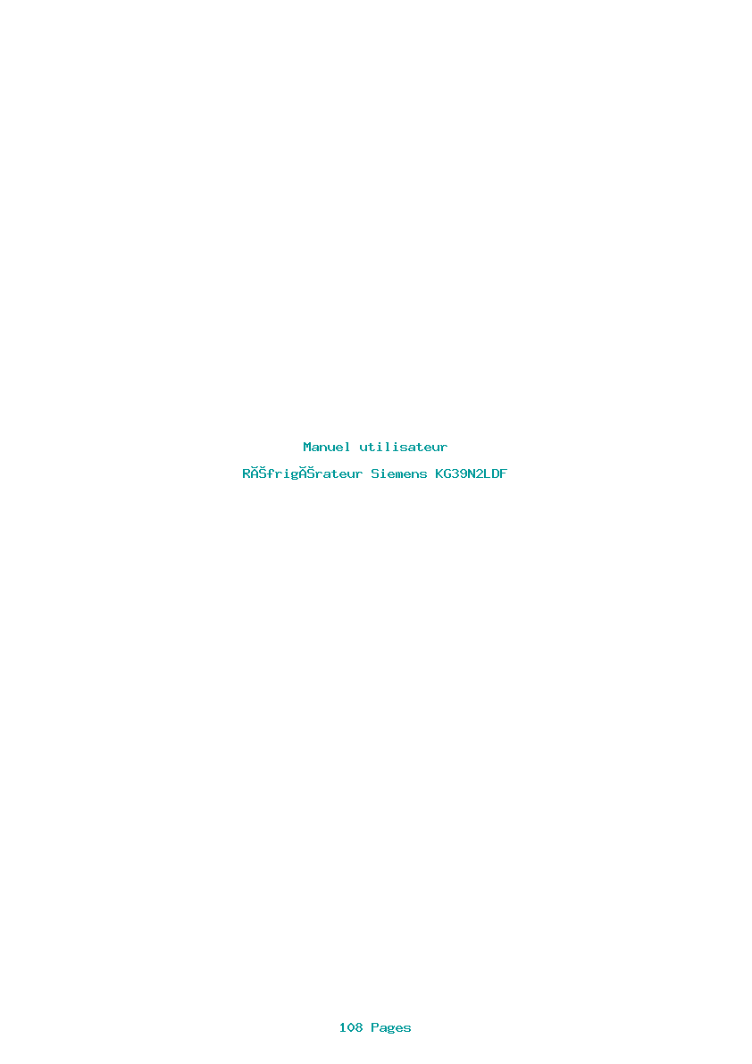 Page 1 de la notice Manuel utilisateur Siemens KG39N2LDF
