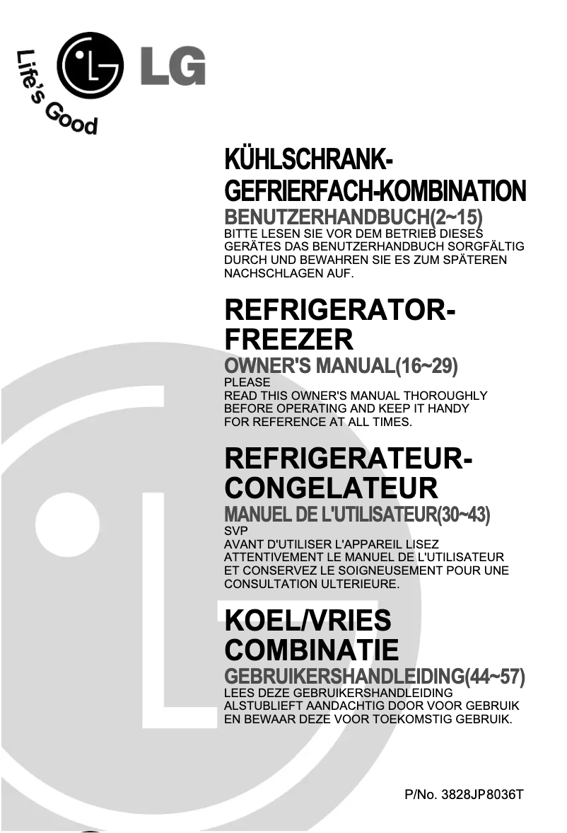 Page 1 de la notice Manuel utilisateur LG GR-332SF