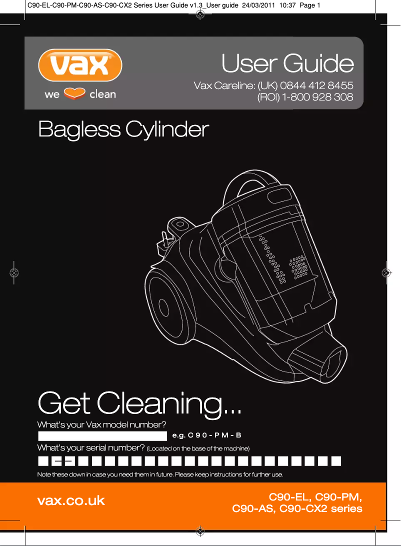 Página 1 del manual Manual de usuario Vax C90-CX2