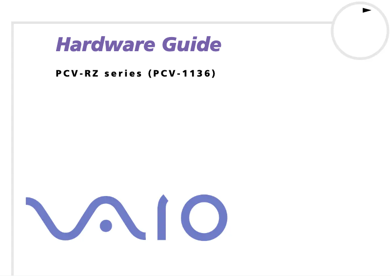 Page n°1 - Manuel utilisateur Sony Vaio PCV-RZ414