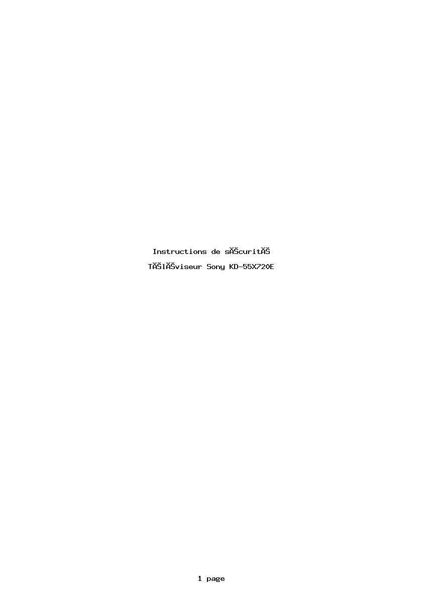 Page 1 de la notice Instructions de sécurité Sony KD-55X720E