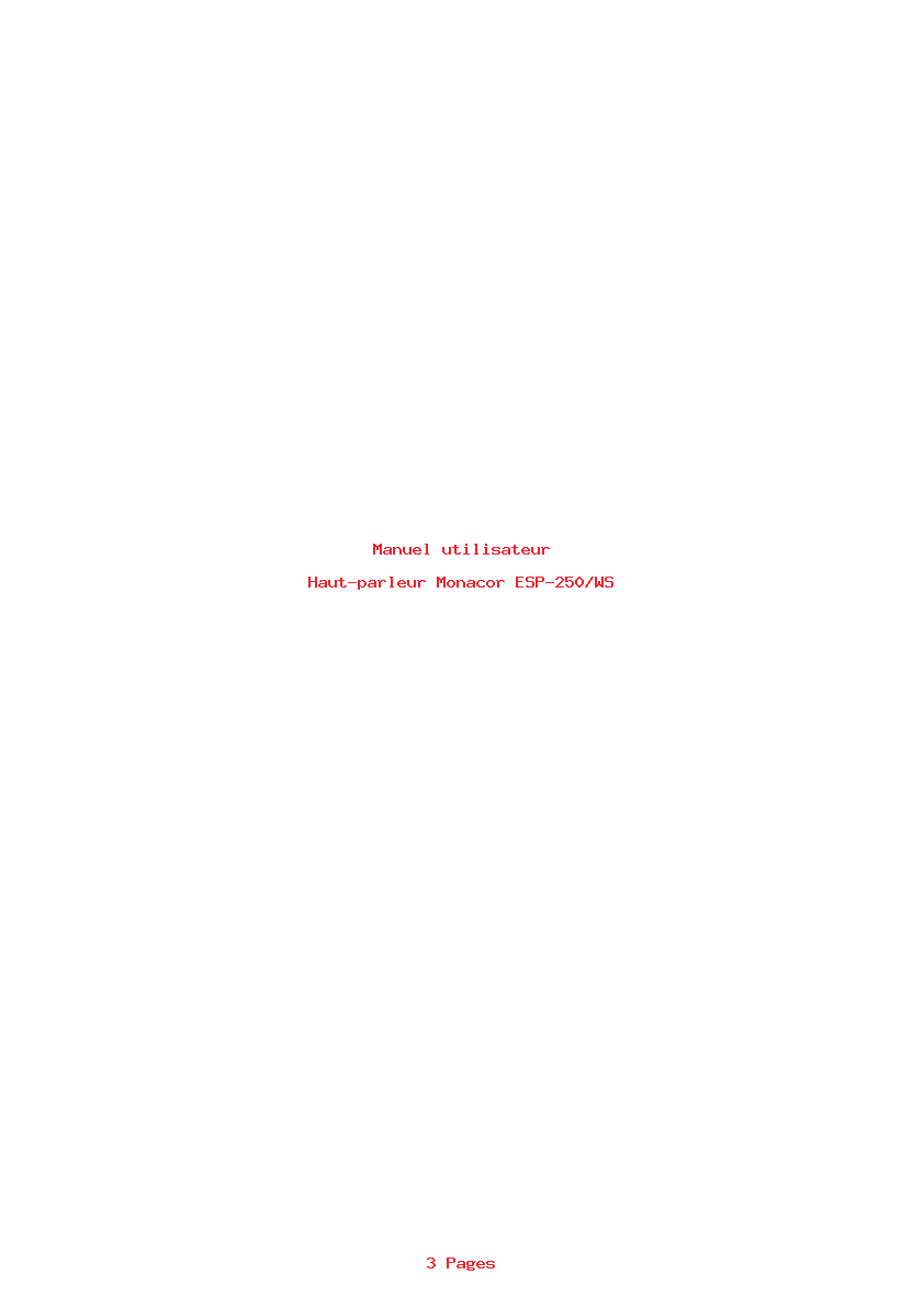 Page 1 de la notice Manuel utilisateur Monacor ESP-250/WS