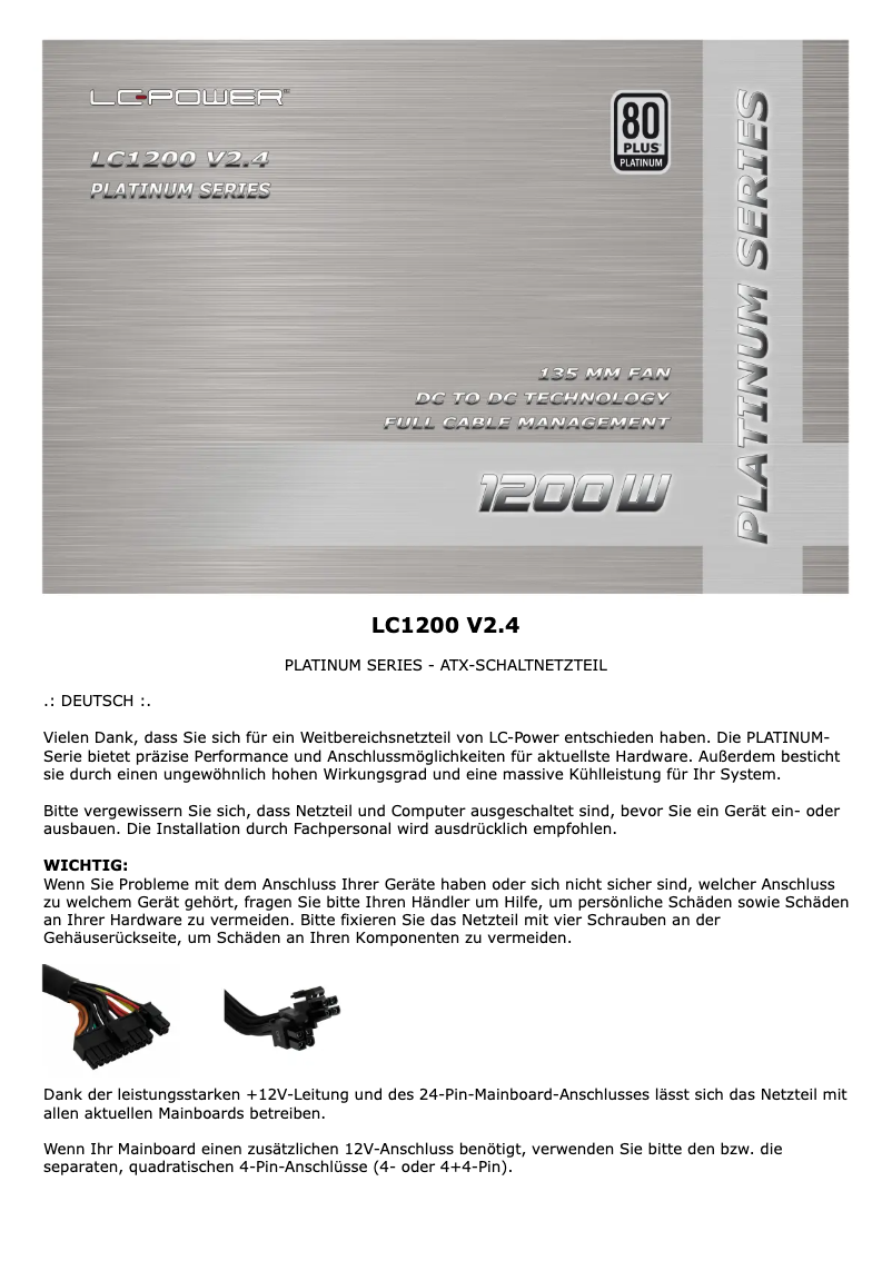 Page 1 of the manual User Manual LC-Power LC1200 V2.4