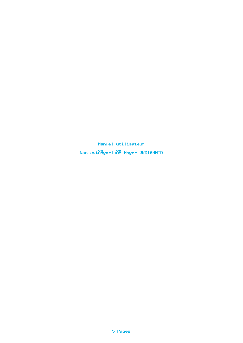 Page 1 de la notice Manuel utilisateur Hager JKD164MID