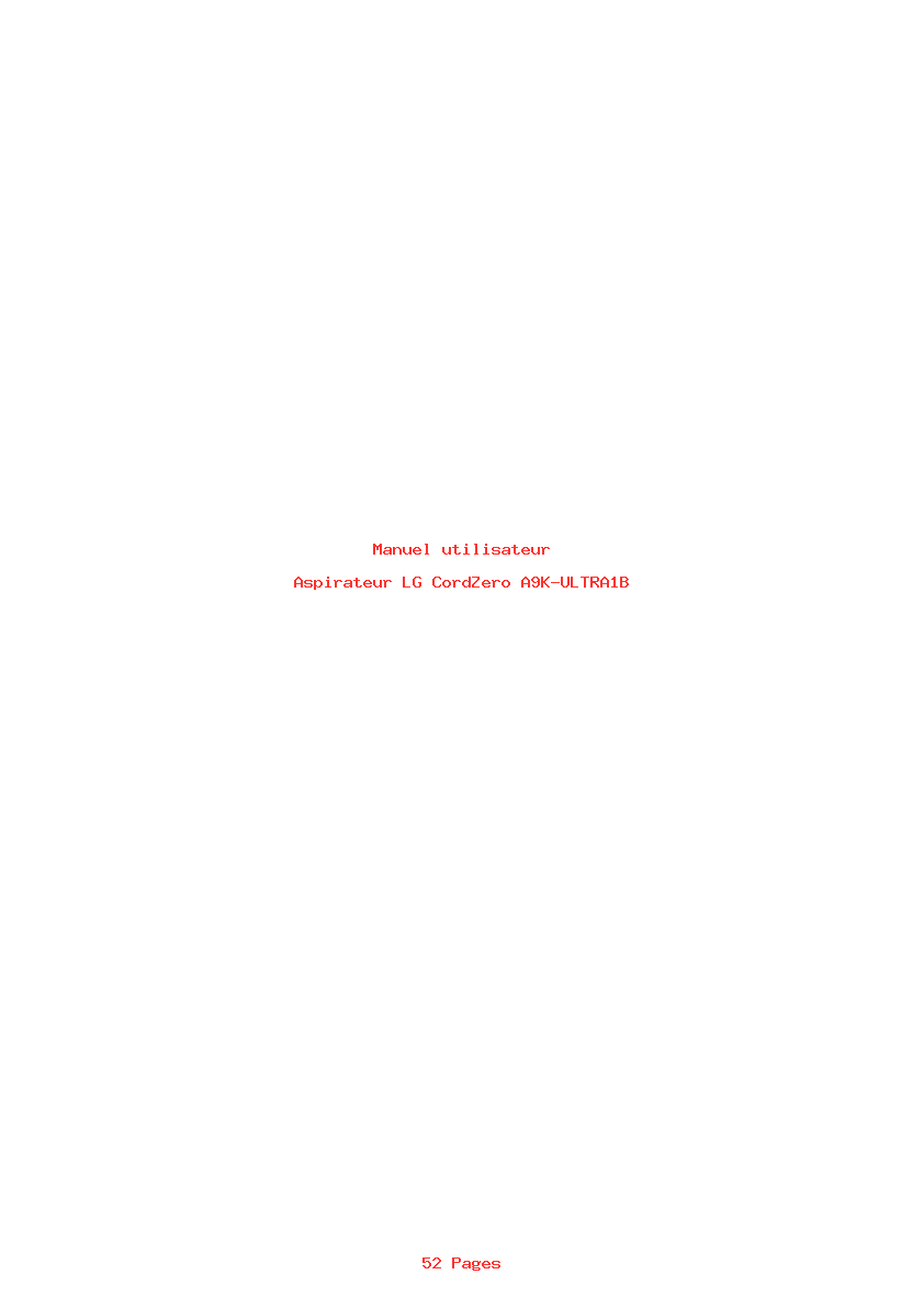 Page 1 de la notice Manuel utilisateur LG CordZero A9K-ULTRA1B