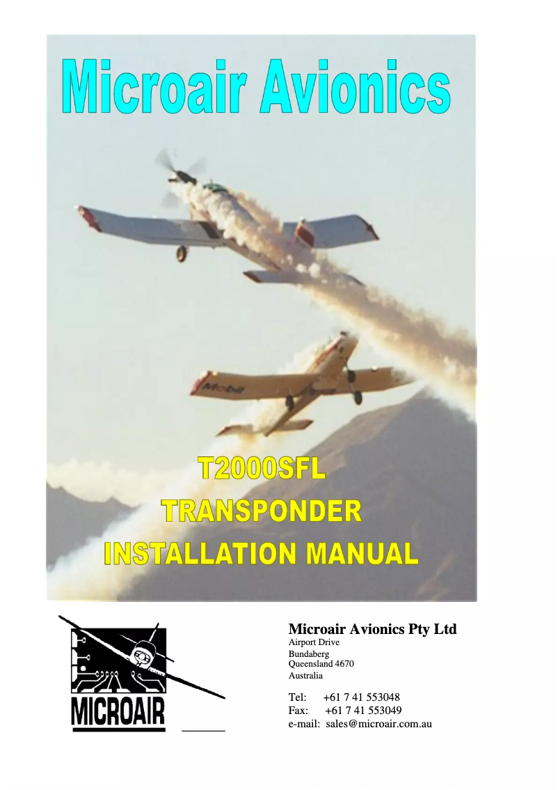 Page 1 de la notice Manuel utilisateur Microair T2000SFL