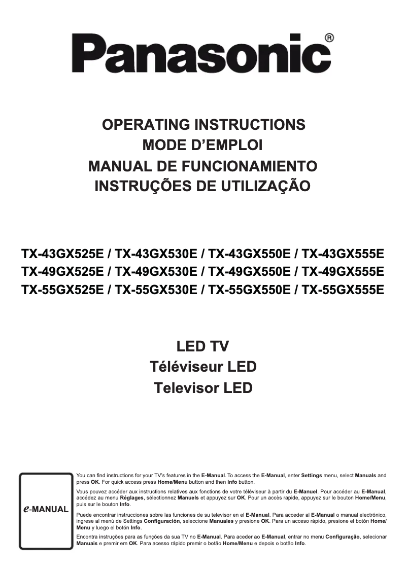 Page 1 de la notice Manuel utilisateur Panasonic TX-43GX550E