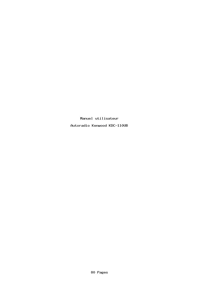 Page 1 de la notice Manuel utilisateur Kenwood KDC-110UB