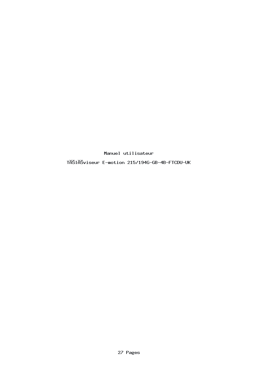 Page 1 de la notice Manuel utilisateur E-motion 215/194G-GB-4B-FTCDU-UK