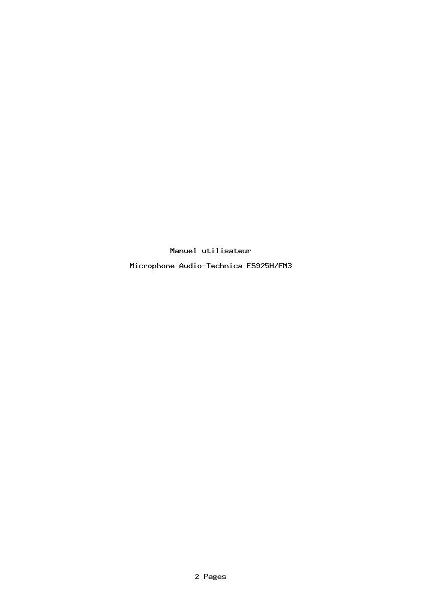 Page 1 de la notice Manuel utilisateur Audio-Technica ES925H/FM3