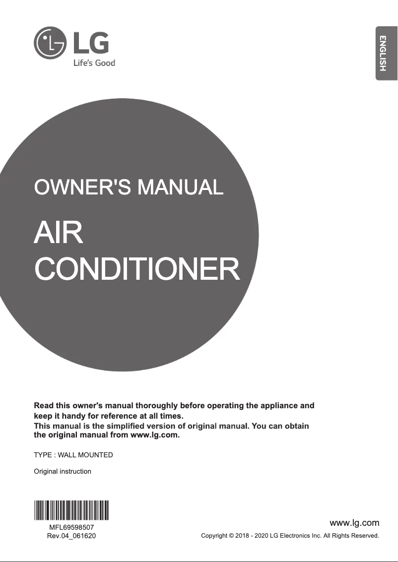 Page 1 of the manual User Manual LG AMNC12GDJR0