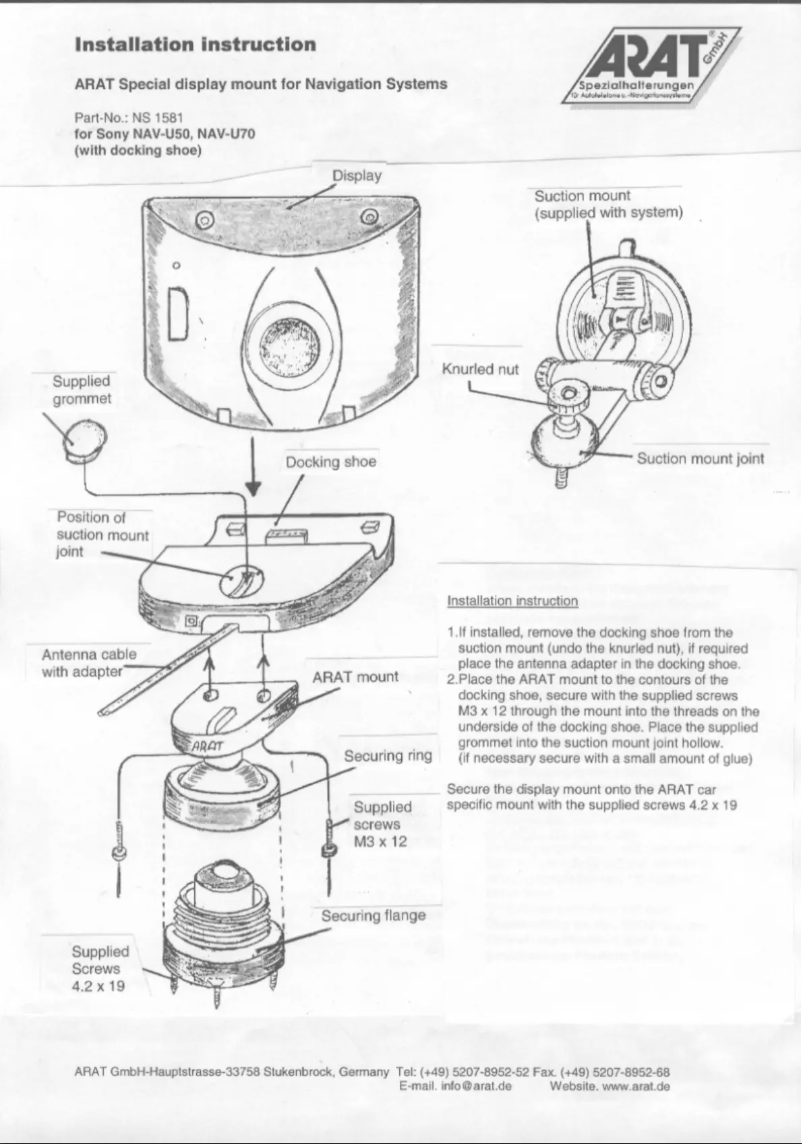 Page 1 de la notice Manuel utilisateur Arat NS1581