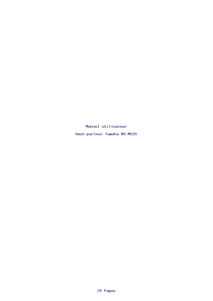 Page 1 de la notice Manuel utilisateur Yamaha NS-M525