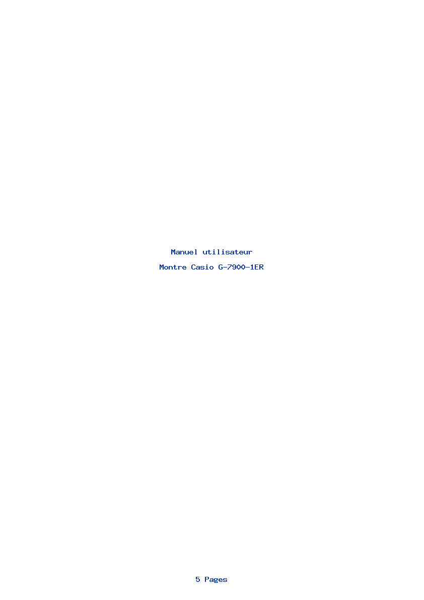 Page 1 de la notice Manuel utilisateur Casio G-7900-1ER