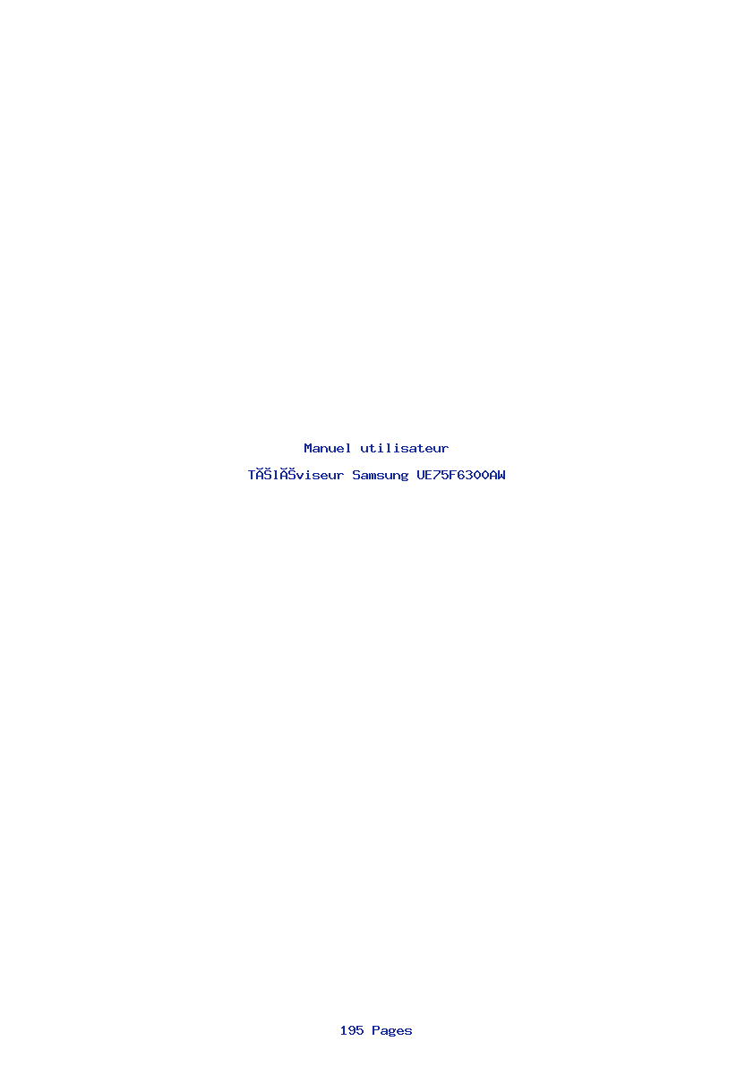Page 1 de la notice Manuel utilisateur Samsung UE75F6300AW