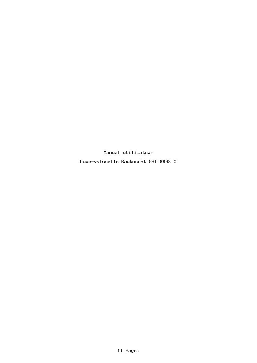 Page 1 de la notice Manuel utilisateur Bauknecht GSI 6998 C