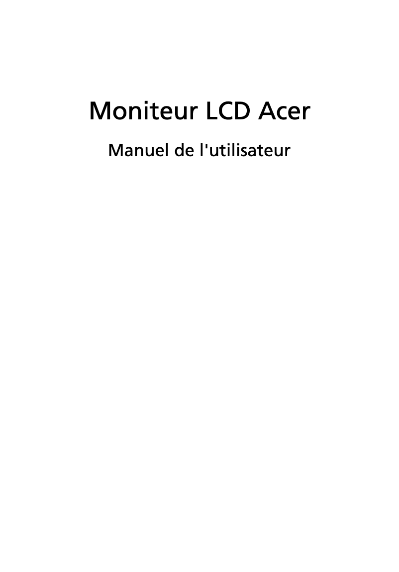 Page 1 de la notice Manuel utilisateur Acer XB253Q