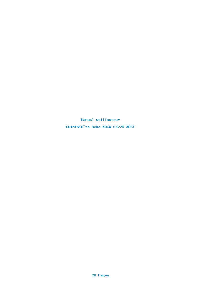 Page 1 de la notice Manuel utilisateur Beko KOCW 64225 XDSI