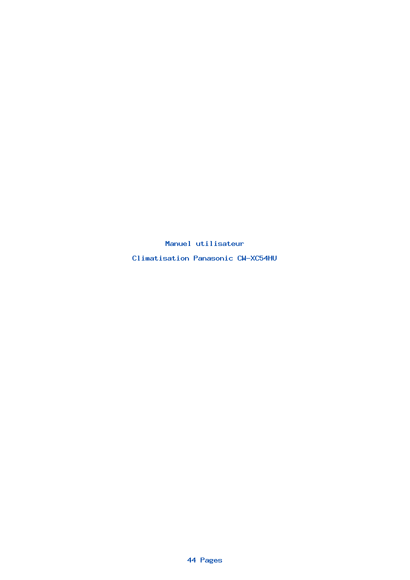 Page 1 de la notice Manuel utilisateur Panasonic CW-XC54HU