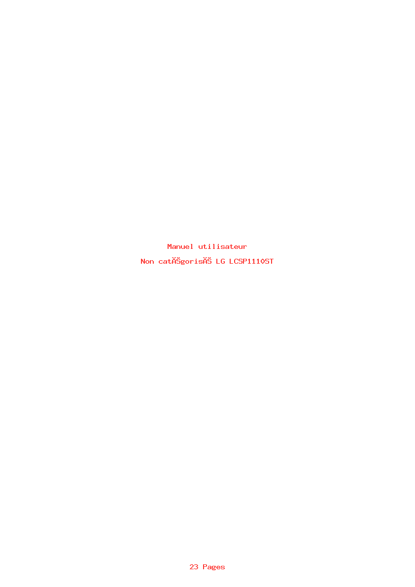 Page 1 de la notice Manuel utilisateur LG LCSP1110ST
