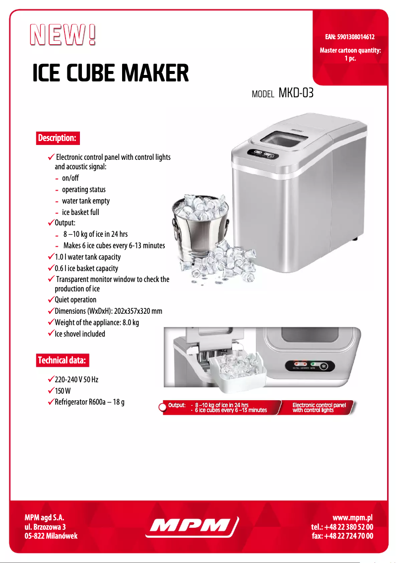 Page 1 de la notice Fiche technique MPM MKD-03