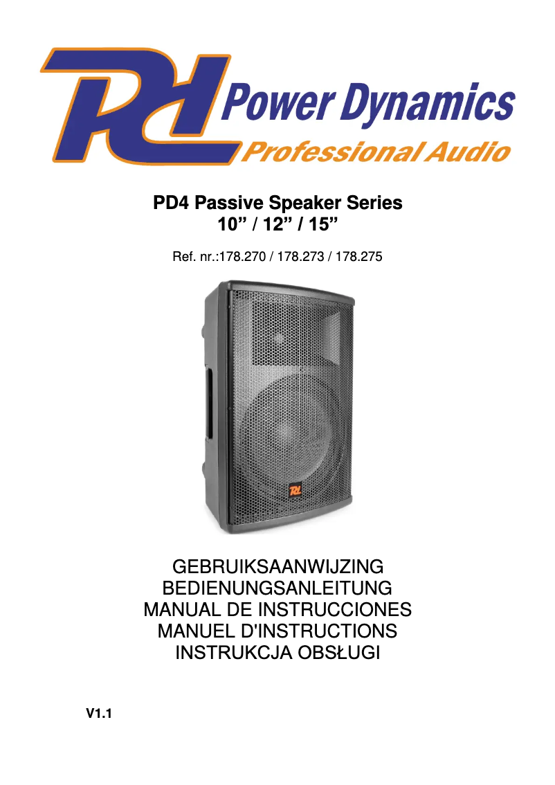 Page 1 de la notice Manuel utilisateur Power Dynamics PD415P