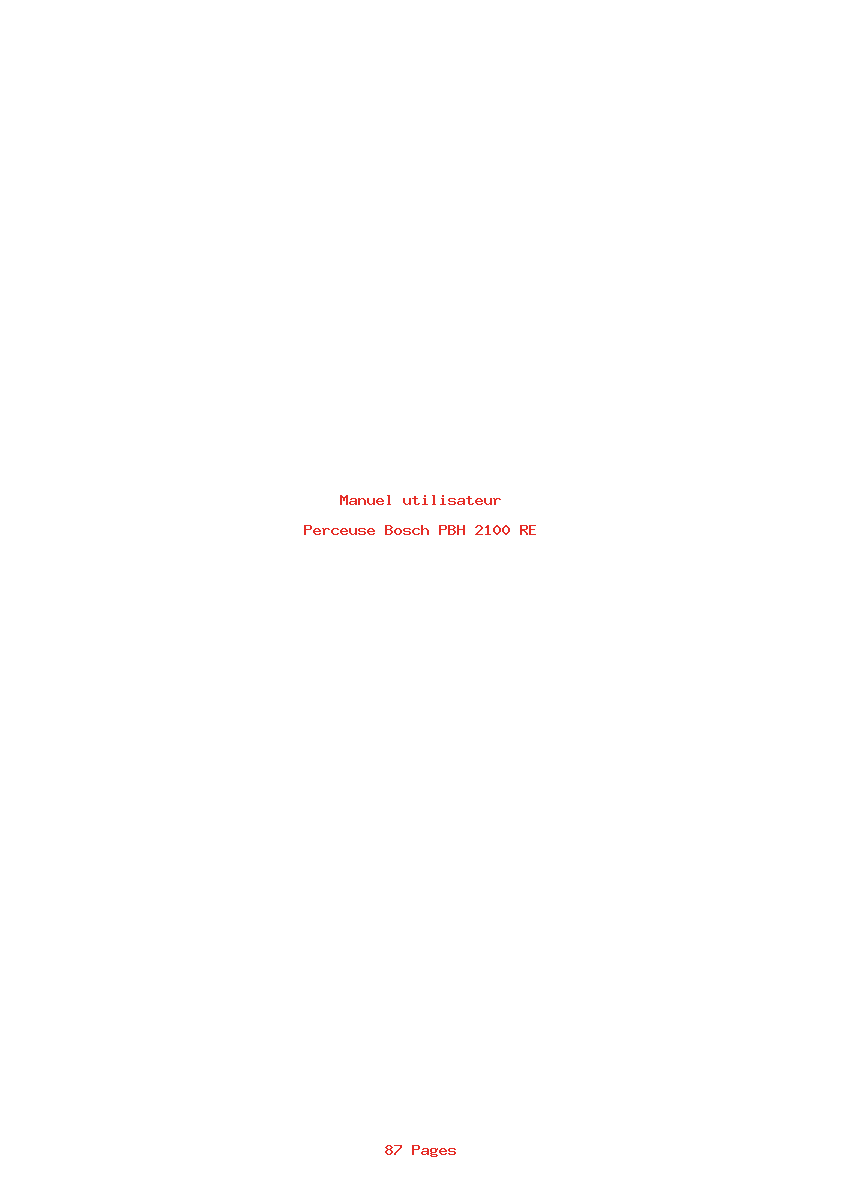 Page 1 de la notice Manuel utilisateur Bosch PBH 2100 RE