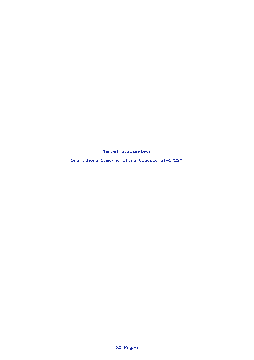 Page 1 de la notice Manuel utilisateur Samsung Ultra Classic GT-S7220