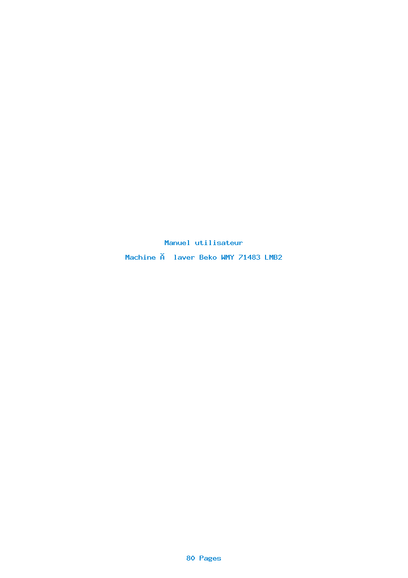Page 1 de la notice Manuel utilisateur Beko WMY 71483 LMB2