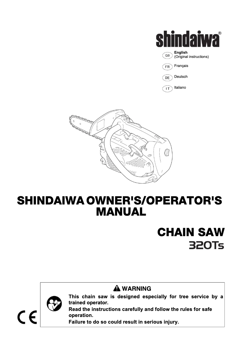 Page 1 de la notice Manuel utilisateur Shindaiwa 320TS