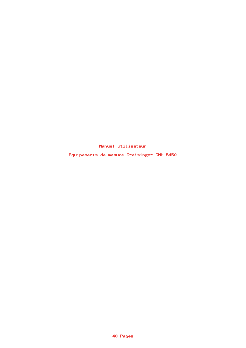 Page 1 de la notice Manuel utilisateur Greisinger GMH 5450