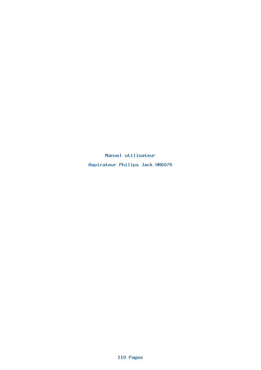 Page 1 de la notice Manuel utilisateur Philips Jack HR6070