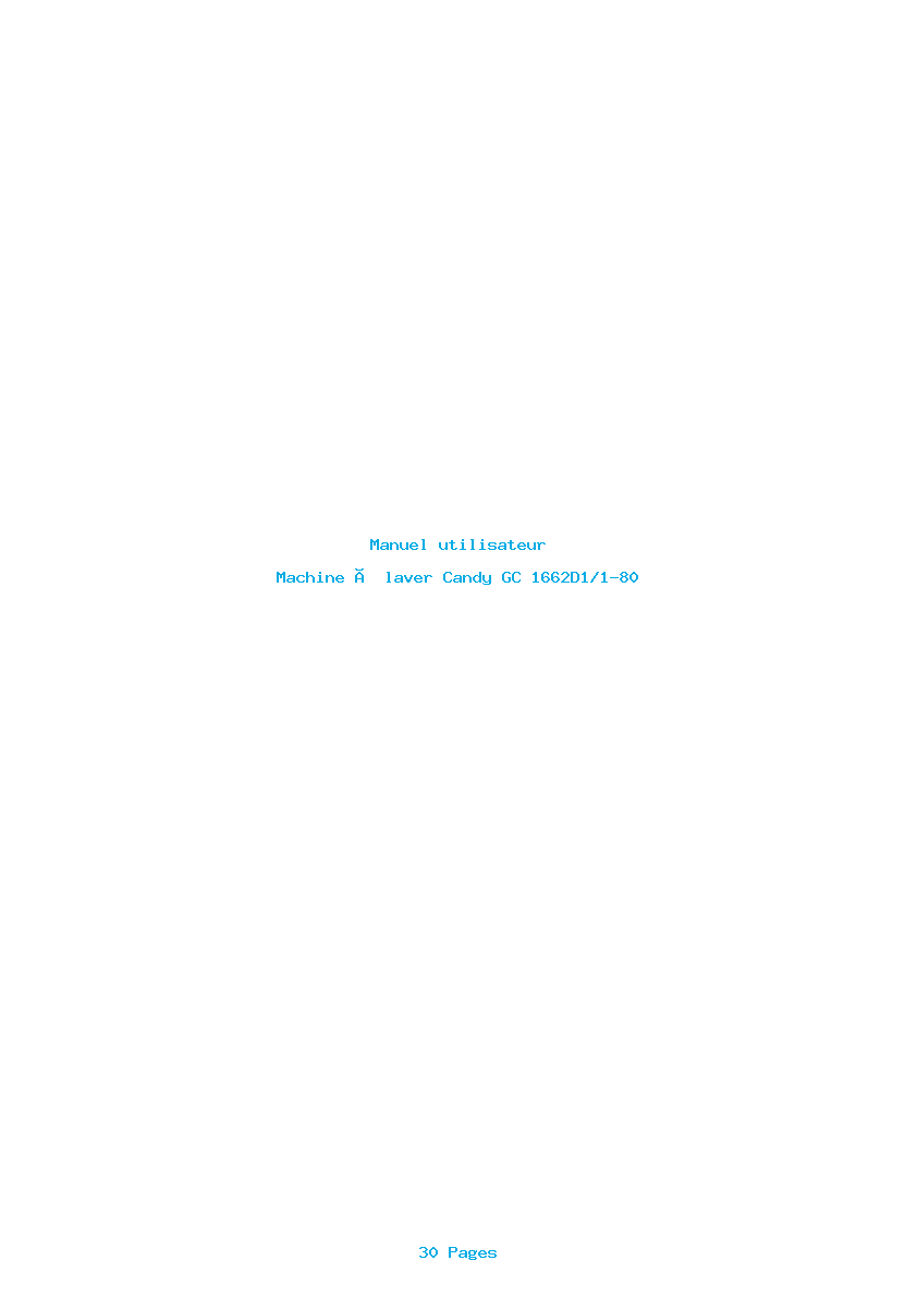 Page 1 de la notice Manuel utilisateur Candy GC 1662D1/1-80