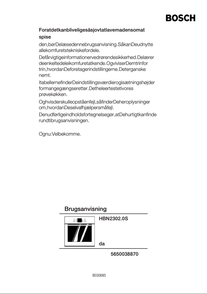 Page 1 of the manual User Manual Bosch HBN230250S