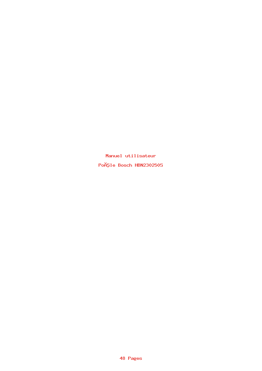 Page 1 de la notice Manuel utilisateur Bosch HBN230250S
