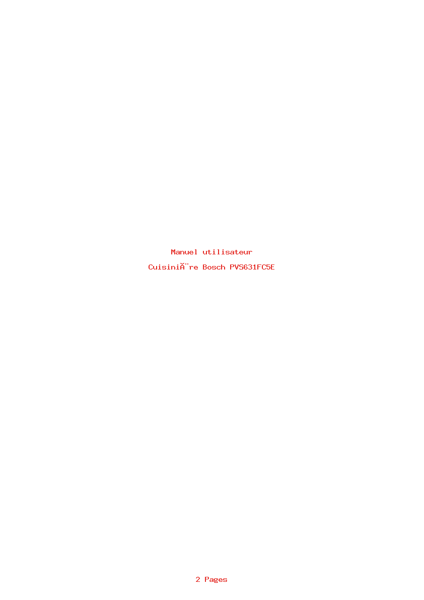 Page 1 de la notice Manuel utilisateur Bosch PVS631FC5E