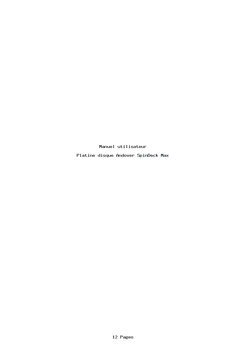 Page 1 de la notice Manuel utilisateur Andover SpinDeck Max