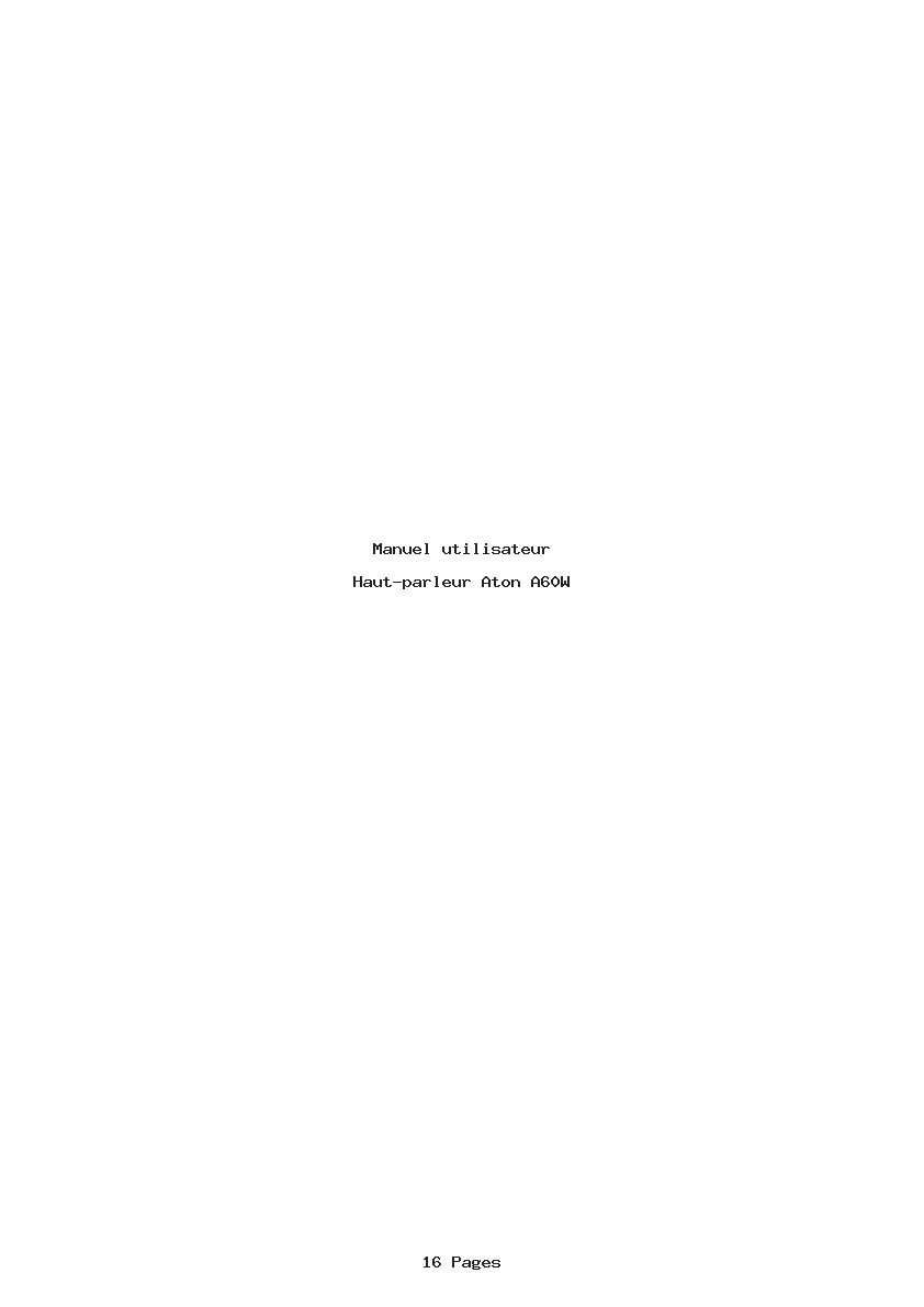 Page 1 de la notice Manuel utilisateur Aton A60W