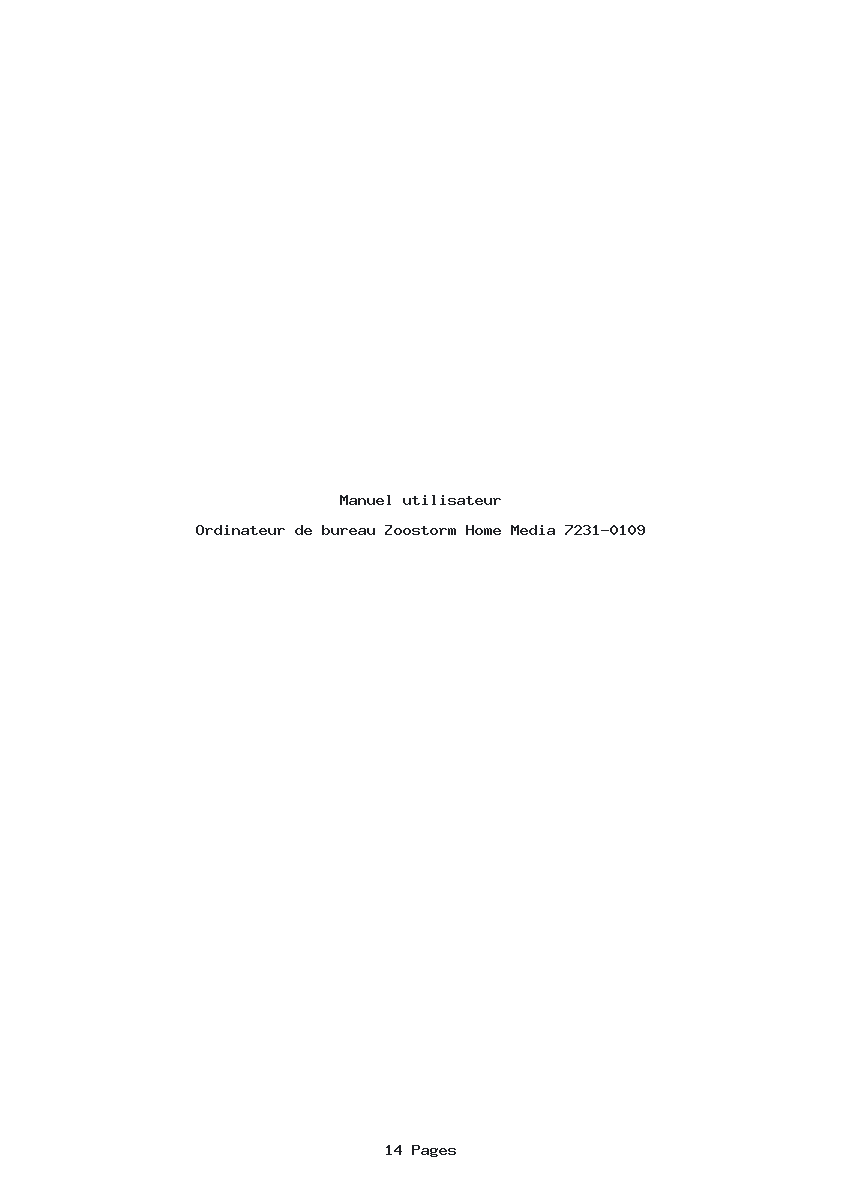 Page 1 de la notice Manuel utilisateur Zoostorm Home Media 7231-0109