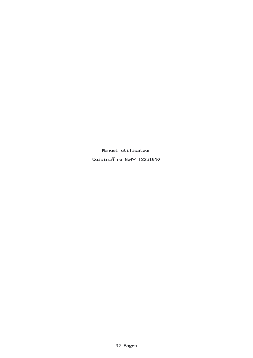Page 1 de la notice Manuel utilisateur Neff T22S16N0