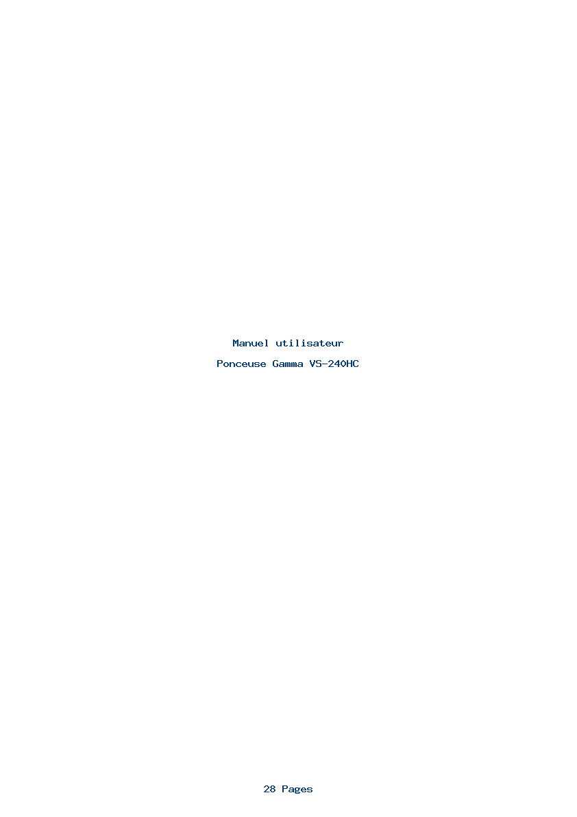 Page 1 de la notice Manuel utilisateur Gamma VS-240HC