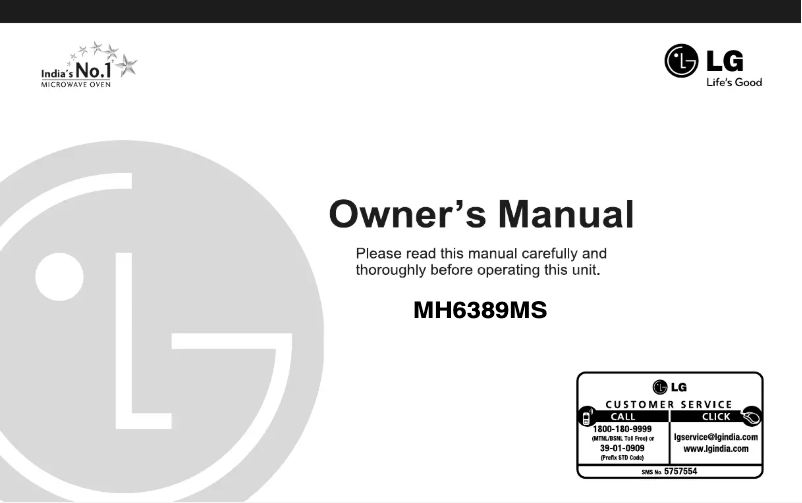Page 1 de la notice Manuel utilisateur LG MH6389MS