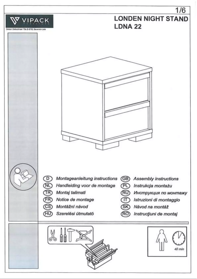 Page 1 de la notice Manuel utilisateur Vipack London