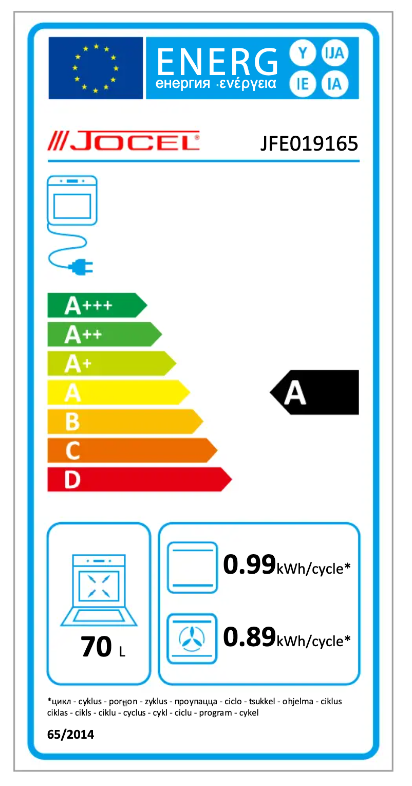Page 1 de la notice Label énergétique Jocel JFE019165