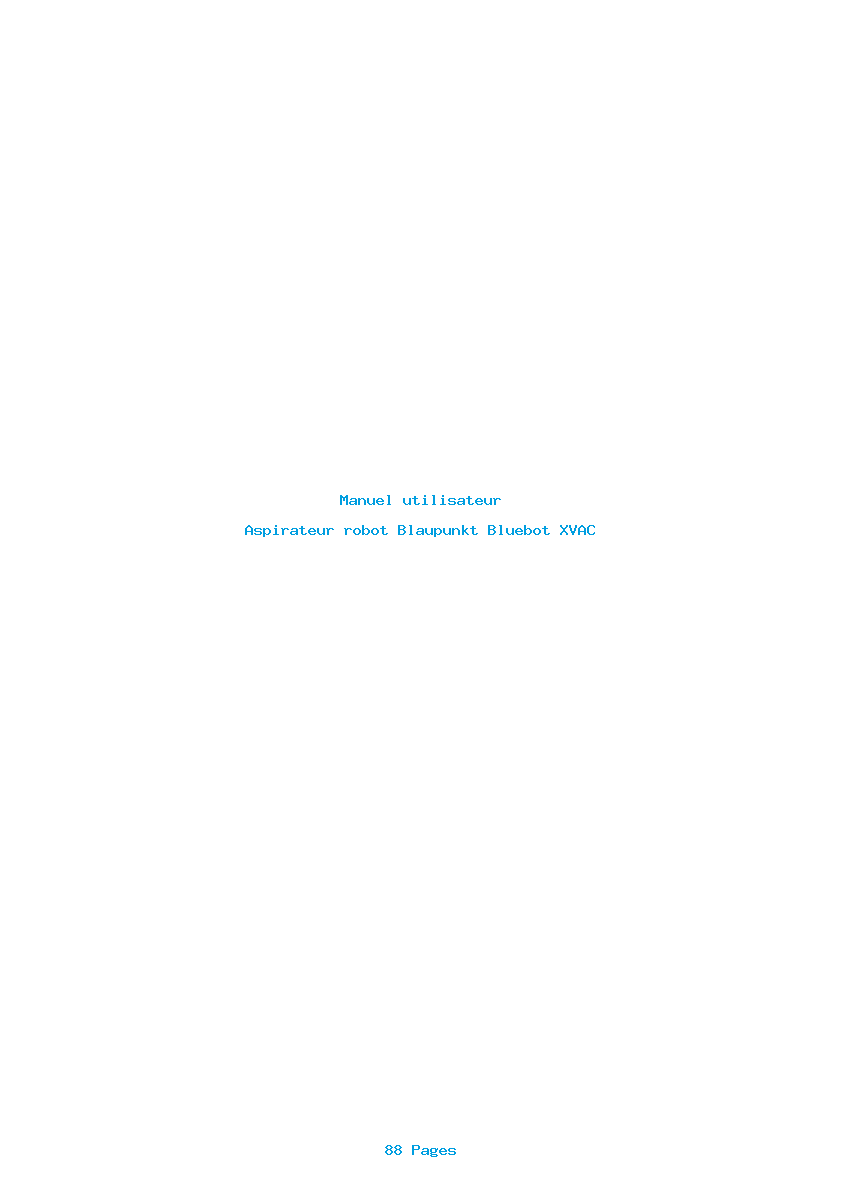 Page 1 de la notice Manuel utilisateur Blaupunkt Bluebot XVAC
